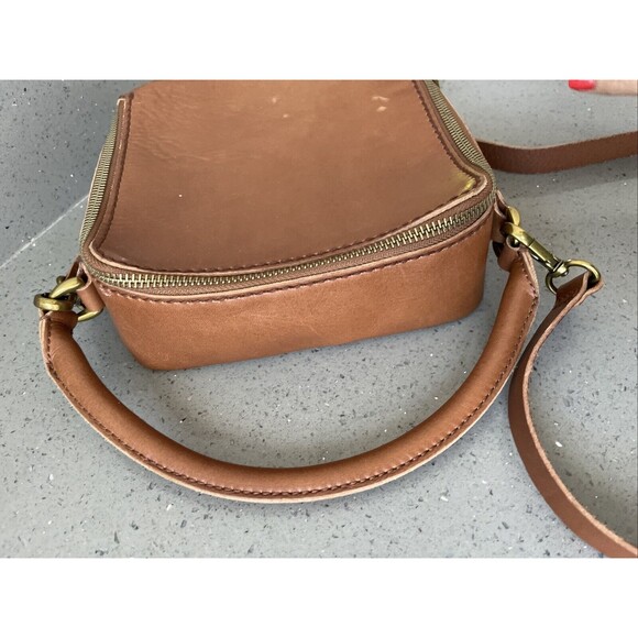Madewell Square Satchel Crossbody Leather Bag Tan Leather - Picture 6 of 16